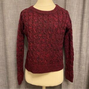 Sandro Deep Red Cable Knit Sweater